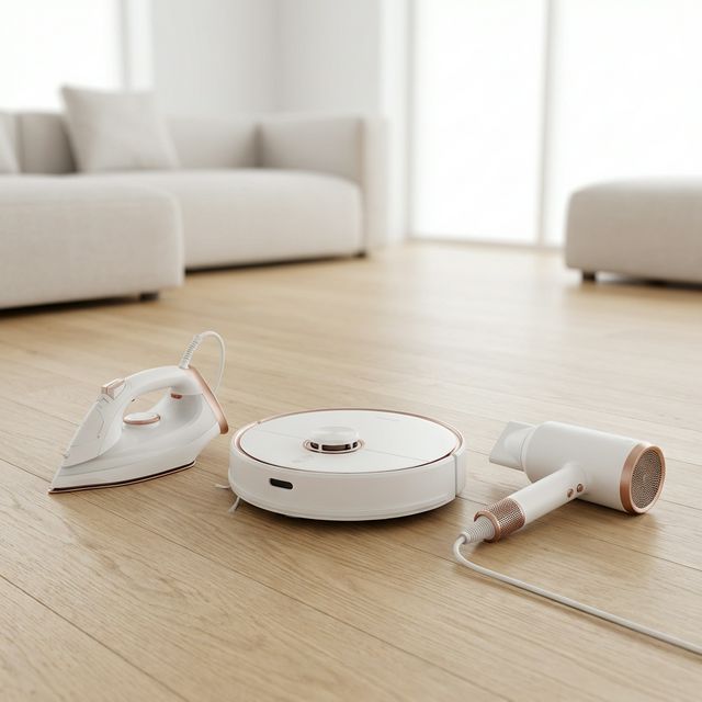 Modern küçük ev aletleri: ütü, robot süpürge
